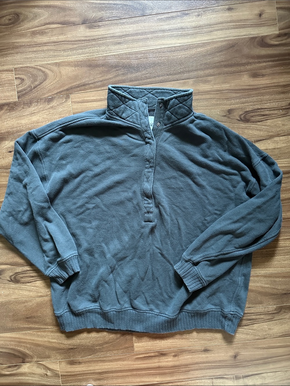 aerie Quilted-Collar Scoop-Neck Pullover Sweater in Slate Blue